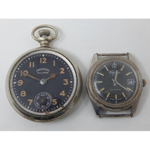 Military Ingersoll Eclipse Pocket Watch together with a Traf... Barnebys