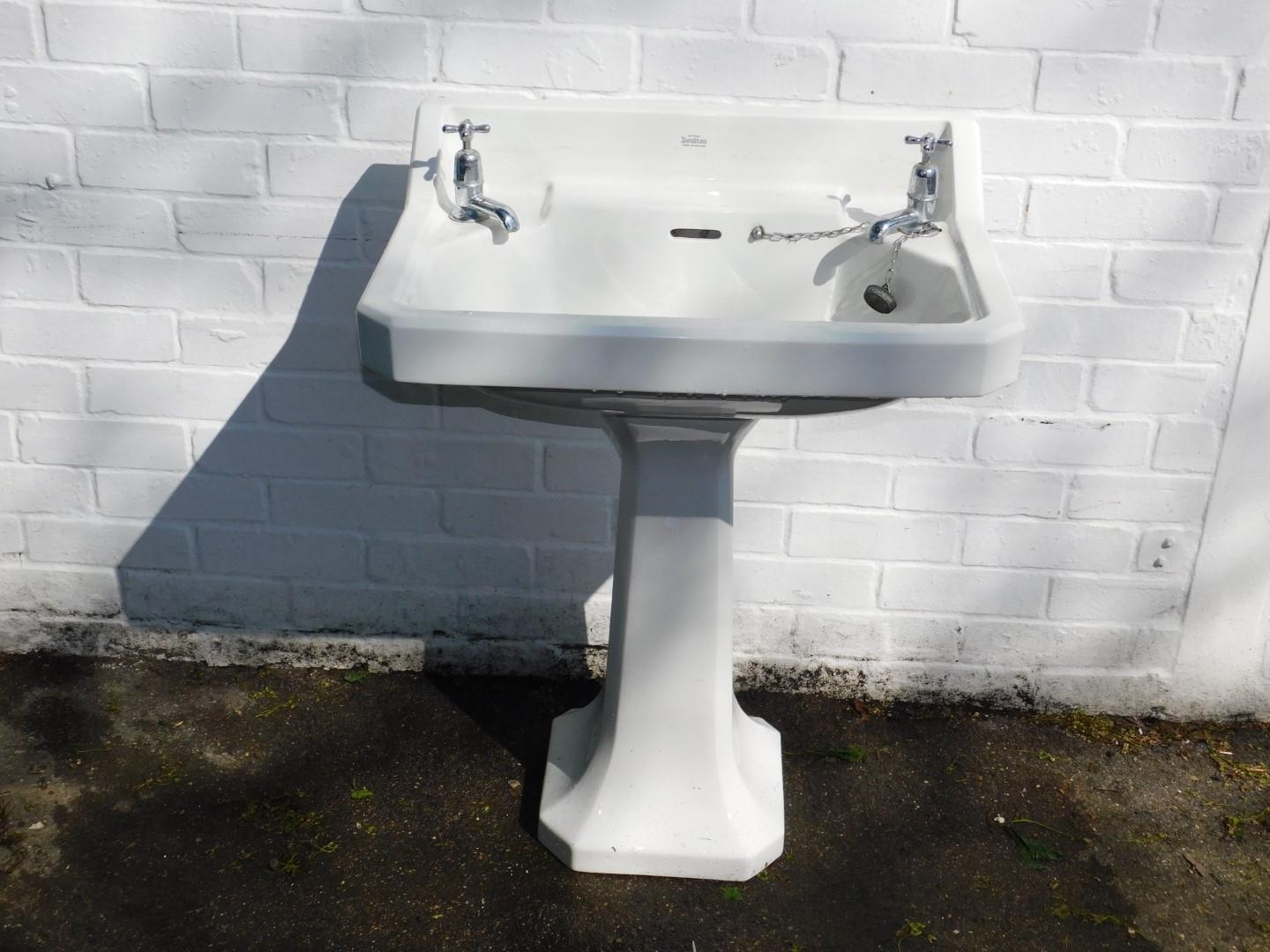 A Royal Doulton White Glazed Pedestal Bathroom Sink With