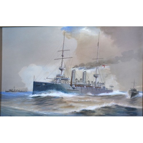 Harold Whitehead HMS Eclipse watercolour 18 x 28.5 cms | Barnebys