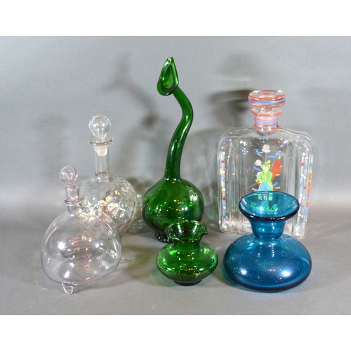 20 - A Persian Green Glass Sprinkler together with a glass fly catcher and various other glassware
