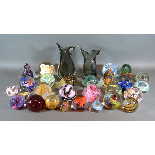 25 - A Millefiori Glass Paperweight together with a collection of other glass paperweights to include Cai... 