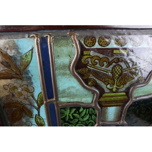 196 - 2 fine religious themed stained glass fire screens