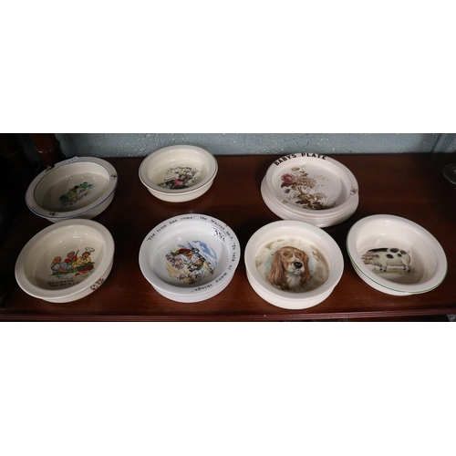 152 - Collection of ceramic children's bowls to include Dougy Duckling etc