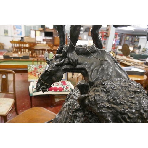 334 - Large bronze on marble base The Buffalo Horse attributed to Fredrick Remmington 1861-1909 - Approx. ... 
