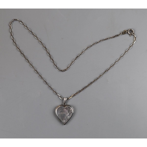 30 - Silver locket and chain embossed Emma