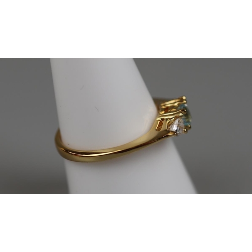 43 - 18ct Gold plate topaz set ring with C.O.A  - Approx size Q