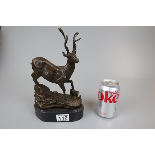112 - Bronze stag on marble base - Approx. height 27cm