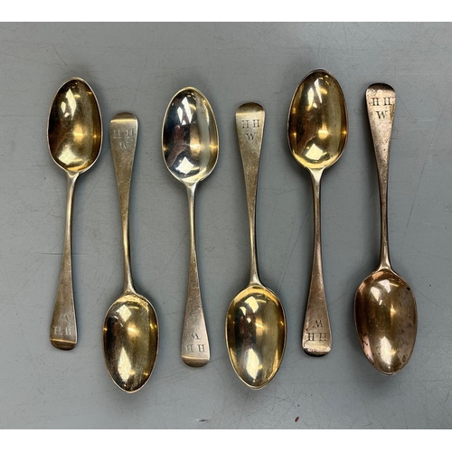 18 - Set of 6 Georgian silver teaspoons - Approx. weight 83g