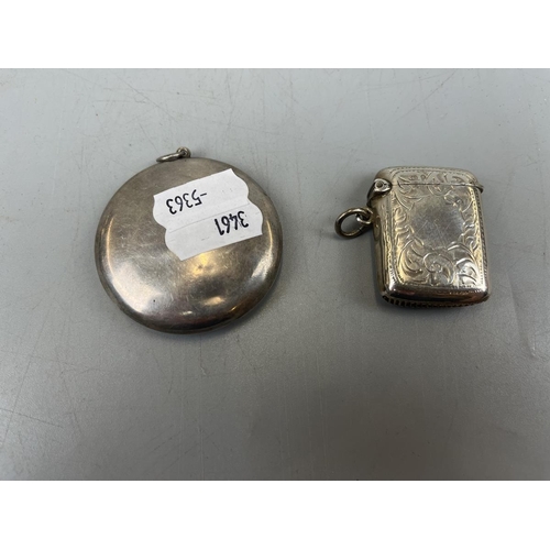 19 - Hallmarked silver vesta case together with a hallmarked silver patch box