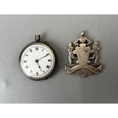 21 - Silver fob watch and silver fob