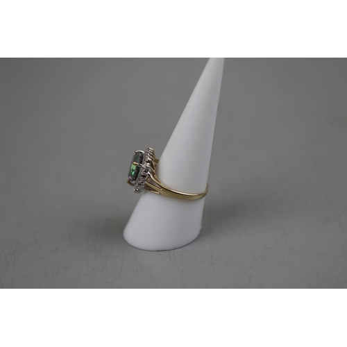 55 - Gold mystic topaz and diamond set ring - Approx. size: P