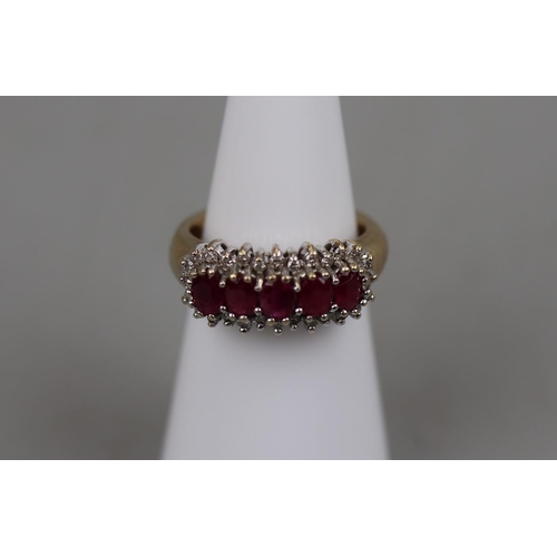 58 - Gold ruby and diamond set ring - Approx. size: J