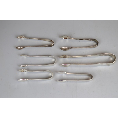 16 - 6 pairs of hallmarked silver tongs - Approx. weight 138g