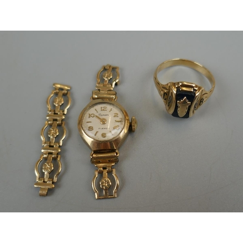 29 - 10ct gold ring together with gold watch A/F