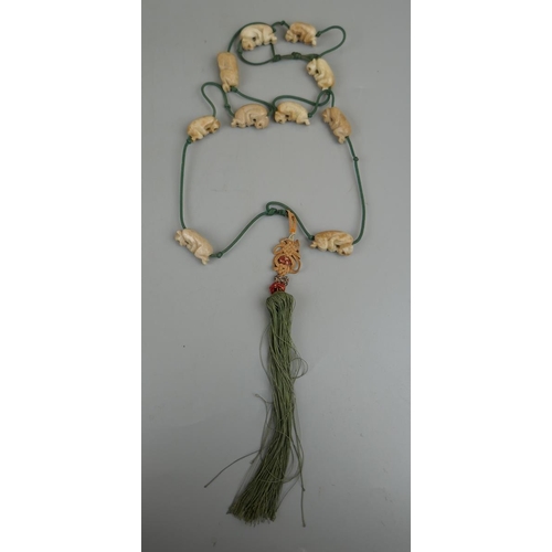 35 - Chinese soapstone carved monkey necklace