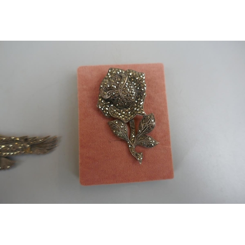 36 - 3 silver marcasite brooches