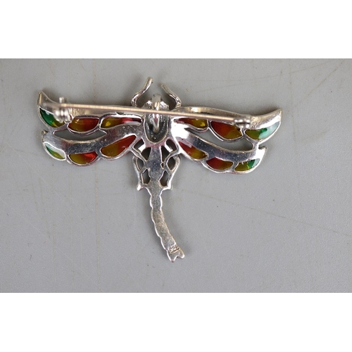 45 - Silver enamel butterfly brooch