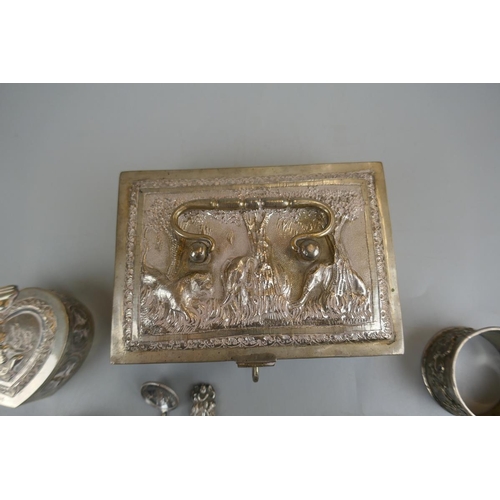 5 - Collection of white metal items to include possible Indian silver