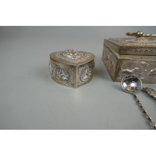5 - Collection of white metal items to include possible Indian silver