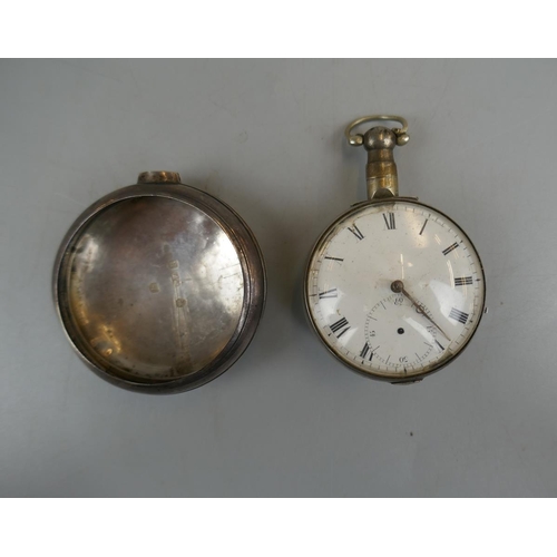 57 - Hallmarked silver pocket watch and case marked Tho Smith 1813