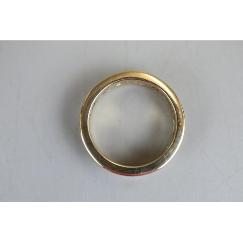 52 - Heavy gold emerald & diamond eternity ring - Approx size: O
