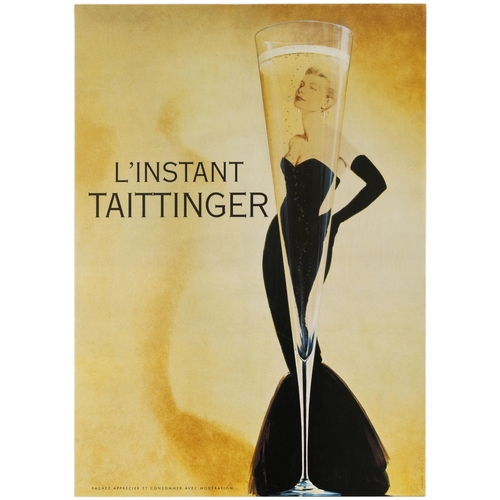 132 - Advertising Poster Linstant Taittinger Champagne Grace. Original vintage drink advertising poster fo... 