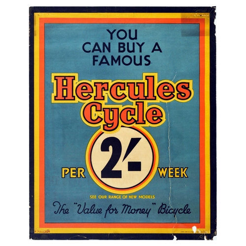 30 - Advertising Poster Hercules Cycle Bicycle Transport Cycling Bike. Original vintage advertising poste... 