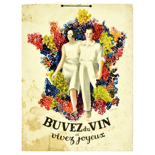 33 - Advertising Poster Wine France Cappiello Buvez du Vin Et Vivez Joyeux. Original vintage advertising ... 