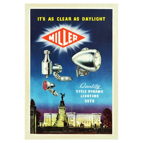 44 - Advertising Poster Miller Dynamo Bicycle Lighting Set Cycling Bike. Original vintage advertising pos... 