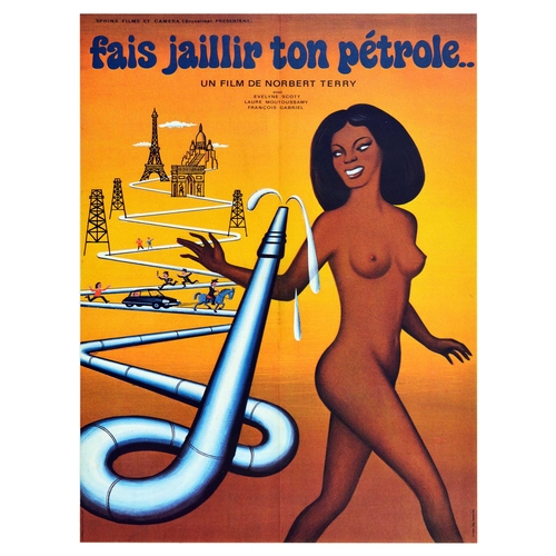 441 - Cinema Poster Petrol Crude Oil Desert Africa. Original vintage movie poster for Fais Jaillir Ton Pet... 