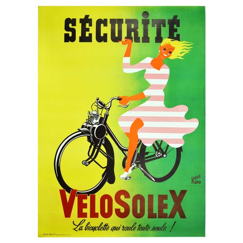 46 - Advertising Poster Securite VeloSolex Moped Bicycle Cycling Bike. Original vintage advertising poste... 