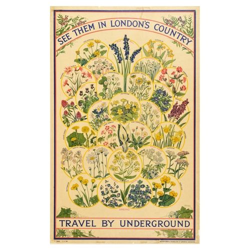 171 - Travel Poster London Underground Country Plants Flowers. Original vintage travel poster - See Them i... 