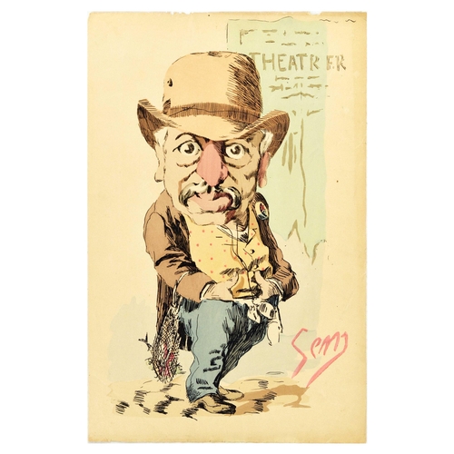 2 - Advertising Poster Theatre Caricature Sem Georges Goursat Bordeaux Revue. Original antique advertisi... 