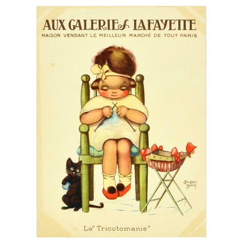 26 - Advertising Poster Galeries Lafayette La Trictomanie Knitting Beatrice Mallet. Original vintage doub... 