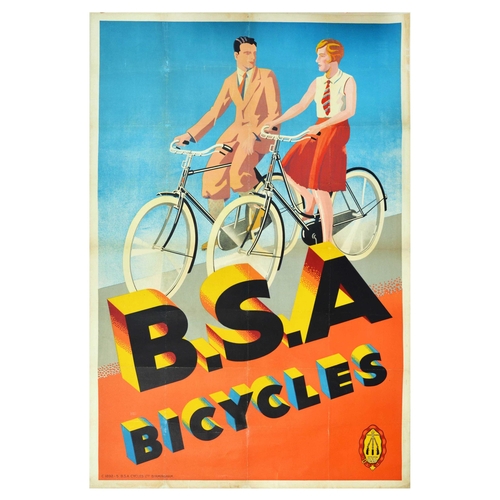 32 - Advertising Poster BSA Bicycles Cycling Birmingham Small Arms Company. Original vintage advertising ... 