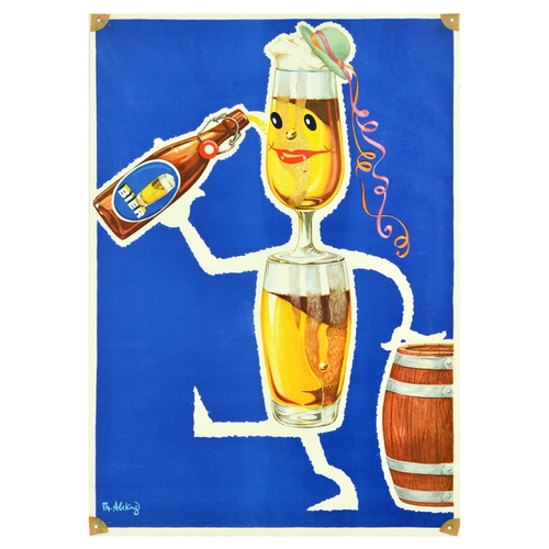 60 - Advertising Poster German Beer Octoberfest Alcohol Barrel. Original vintage advertising poster issue... 