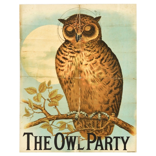 8 - Advertising Poster The Owl Party Moon. Original vintage advertising poster for The Owl Party, featur... 