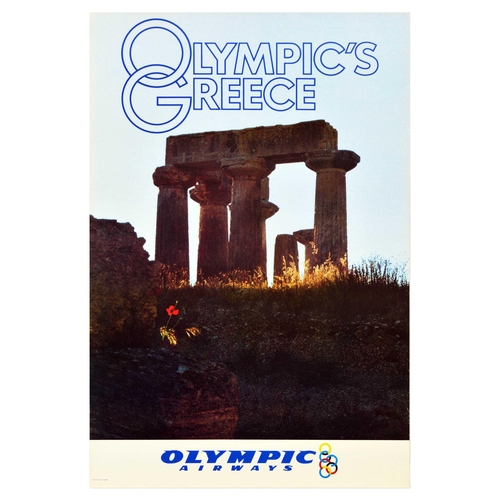 251 - Travel Poster Olympics Greece Parthenon Athens Column Ruins. Original vintage travel poster Olympic'... 