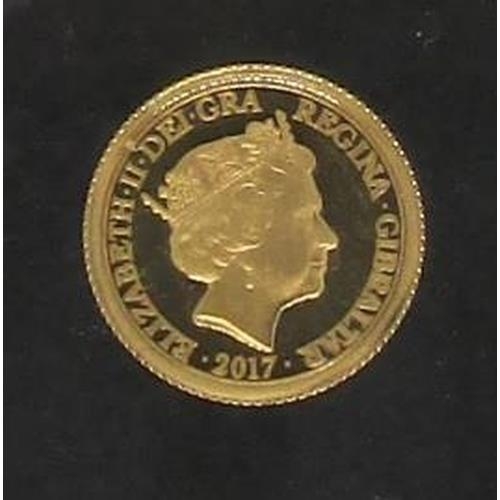 Two Gold Quarter Sovereigns 2017 22 carat Strength and Shield Quarter