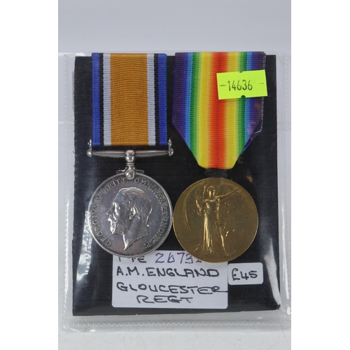 51 - A WWI medal pair awarded to 26732 PTE A.M England Gloucester Regiment