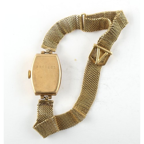 10 - Property of a lady - an early 20th century lady's 18ct gold cased wristwatch on 18ct gold mesh brace... 