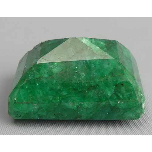 33 - Huge 485 carat rectangular step cut emerald with certificate. UK Postage £12.