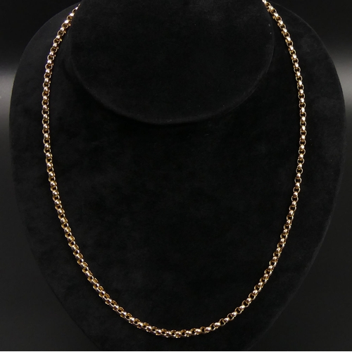 12 - 9 carat gold belcher link chain necklace, 11.4 grams. 5mm wide x 50 cm long. UK Postage £12.