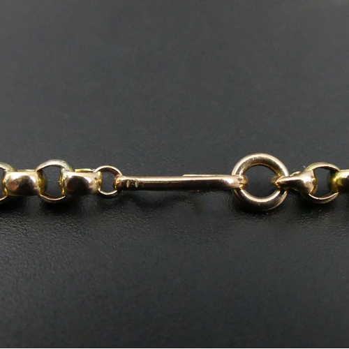 12 - 9 carat gold belcher link chain necklace, 11.4 grams. 5mm wide x 50 cm long. UK Postage £12.
