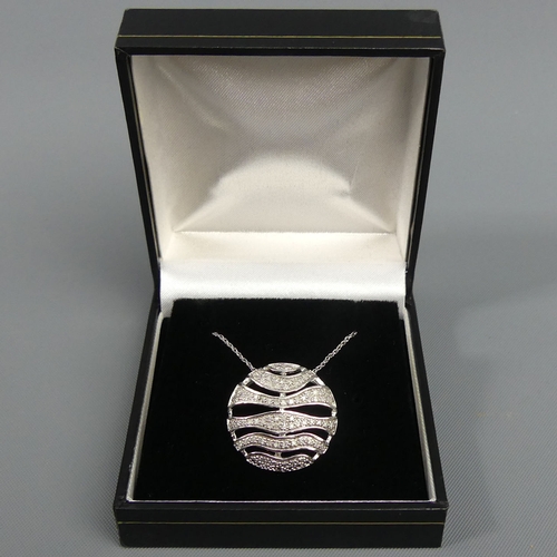 9 - 9 carat white gold Diamond pendant and chain, 3.5 grams. 20 mm pendant. 45 cm chain. UK Postage £12.
