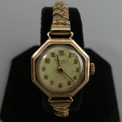 30 - 9 carat gold ladies wristwatch circa 1963, 22 mm wide. UK Postage £12.