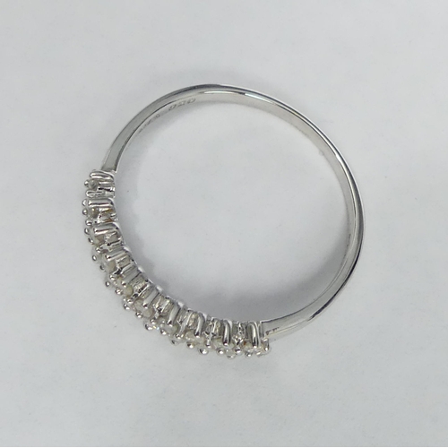 37 - 9 carat white gold diamond 1/2 eternity ring, 1.6 grams. Size O. UK Postage £12.