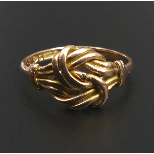 48 - Edwardian 9 carat rose gold Knot ring, Chester 1907, 2.2 grams. Size O, 10 mm wide. UK Postage £12.