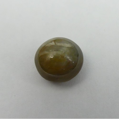 16 - A 7.7 carat round natural cats-eye cabochon stone with Lab certificate. UK Postage £12.