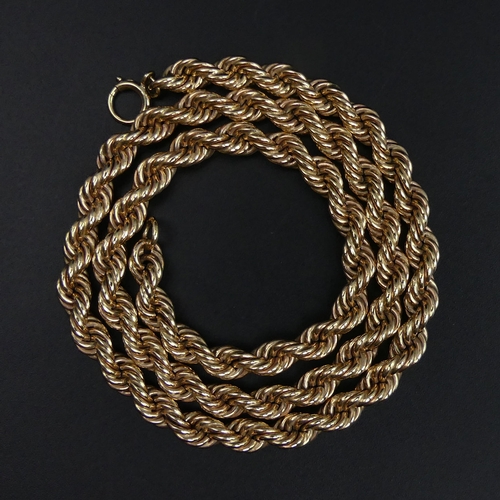 31 - 9 carat gold Italian rope twist chain necklace, 29.9 grams. 51 cm x 6.6 mm. UK Postage £12.